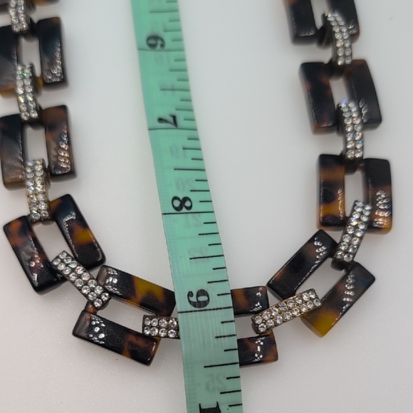 J. Crew Tortoise Shell Brown Rectangular Rhinestone Bead Necklace - Picture 5 of 5